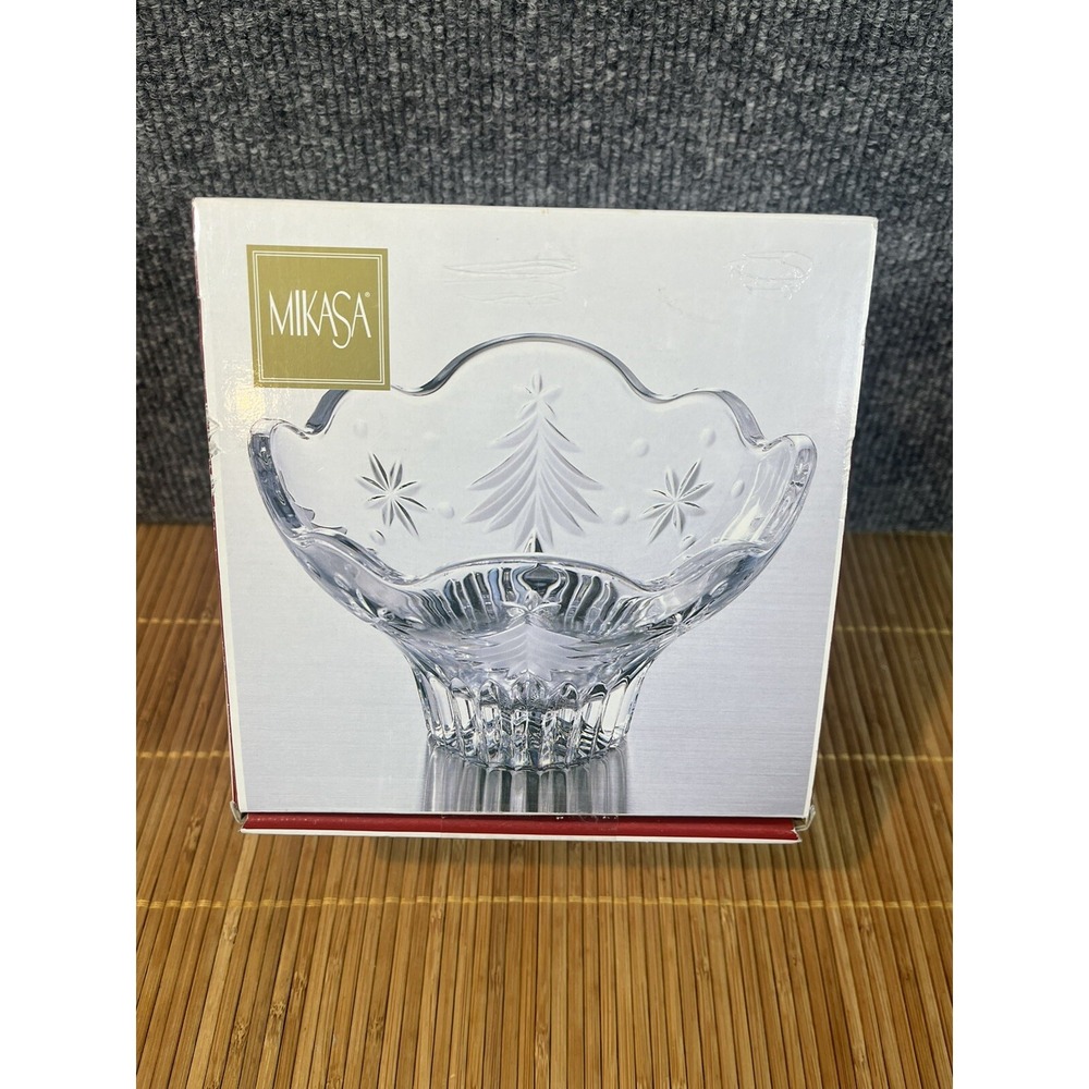 Mikasa Crystal Christmas Night Frost Footed 6" Bowl‎ Candy Nut Dish  WY603-810